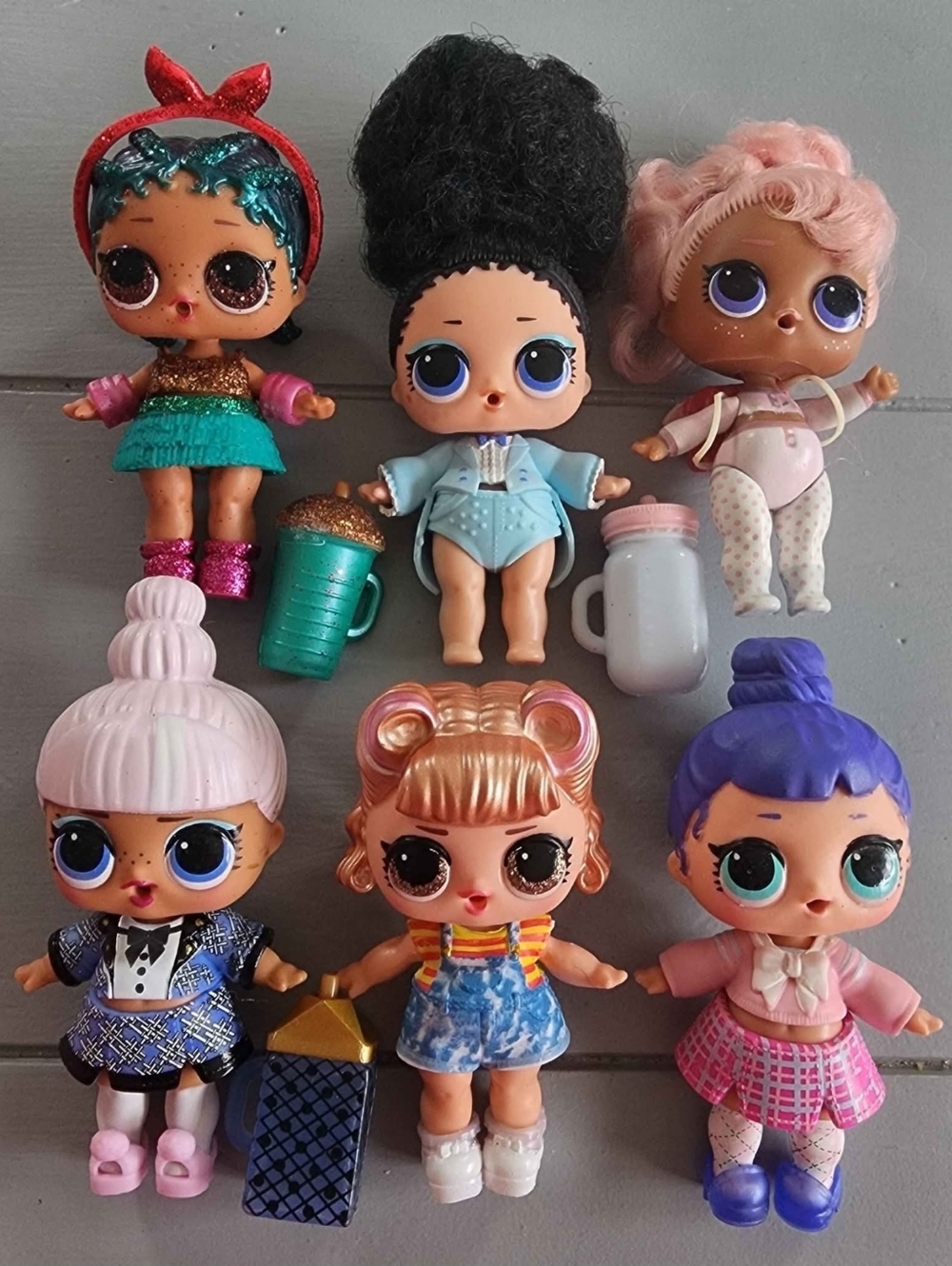 MGA LOL Surprise! Doll / Mixed Lot of 6 Collection Mini Dolls 2 W/Hair